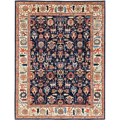 9'2"X11'10" Yale Blue Northwest Zoroastrian Design Wool Hand Knotted Rug