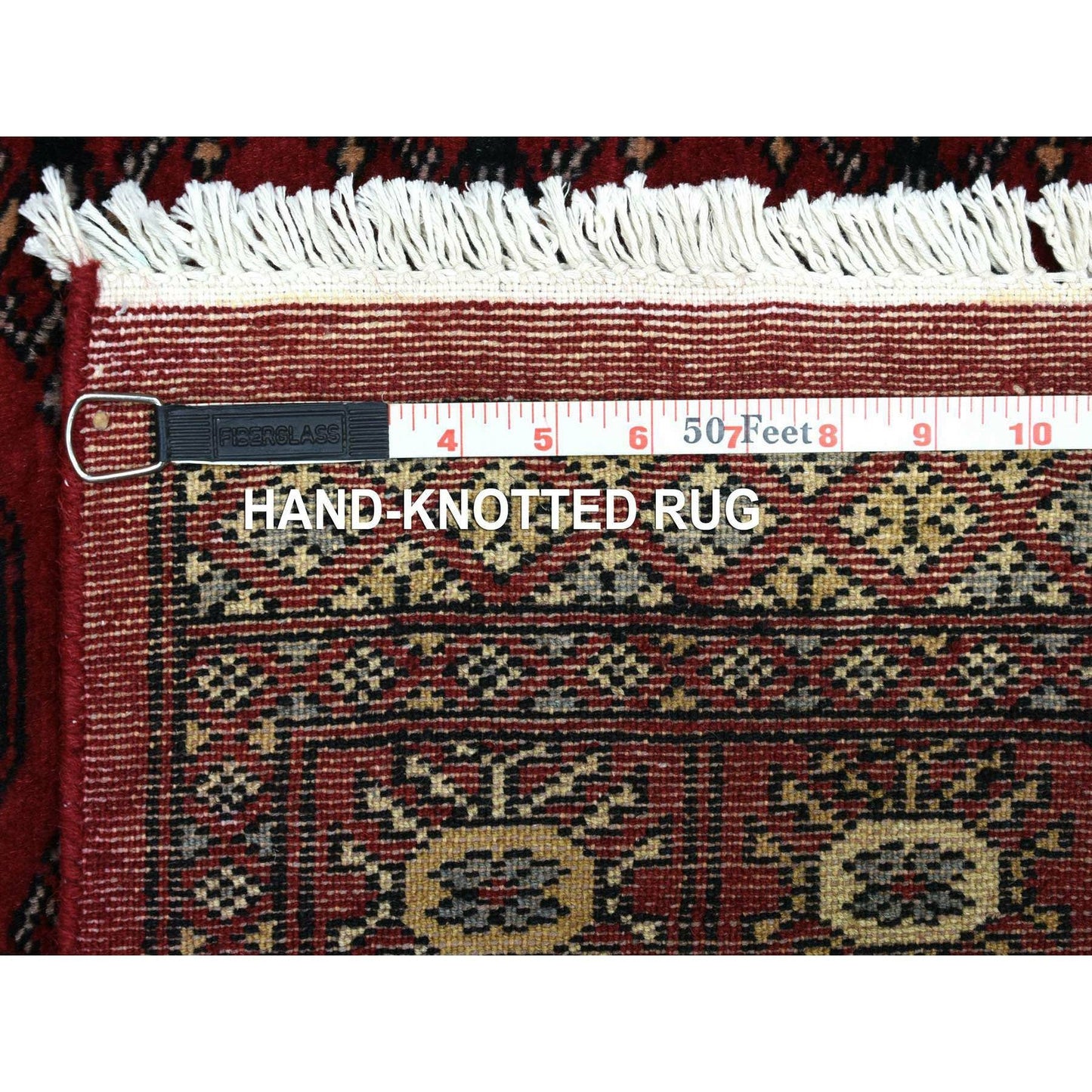 3'X4'10" Organic Wool Hand Knotted Mori Bokara Deep Red Oriental Rug