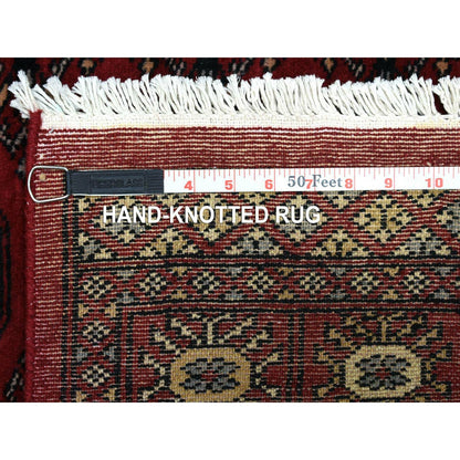 3'X4'10" Organic Wool Hand Knotted Mori Bokara Deep Red Oriental Rug