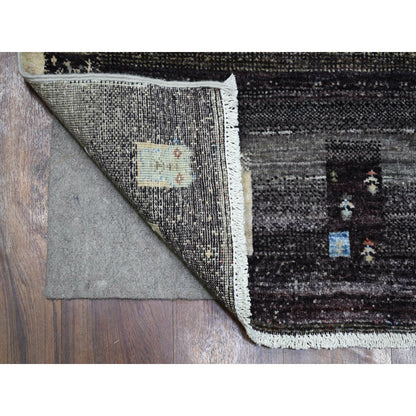 3'10"X6' Taupe Afghan Kashkuli Gabbeh Hand Knotted Hand Spun Wool Rug