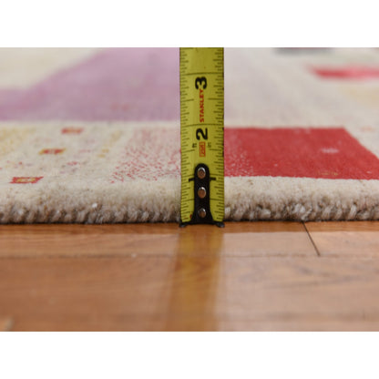 10'X13'2" Linen White Lori Buft Gabbeh Thick 100% Wool Hand Knotted Rug