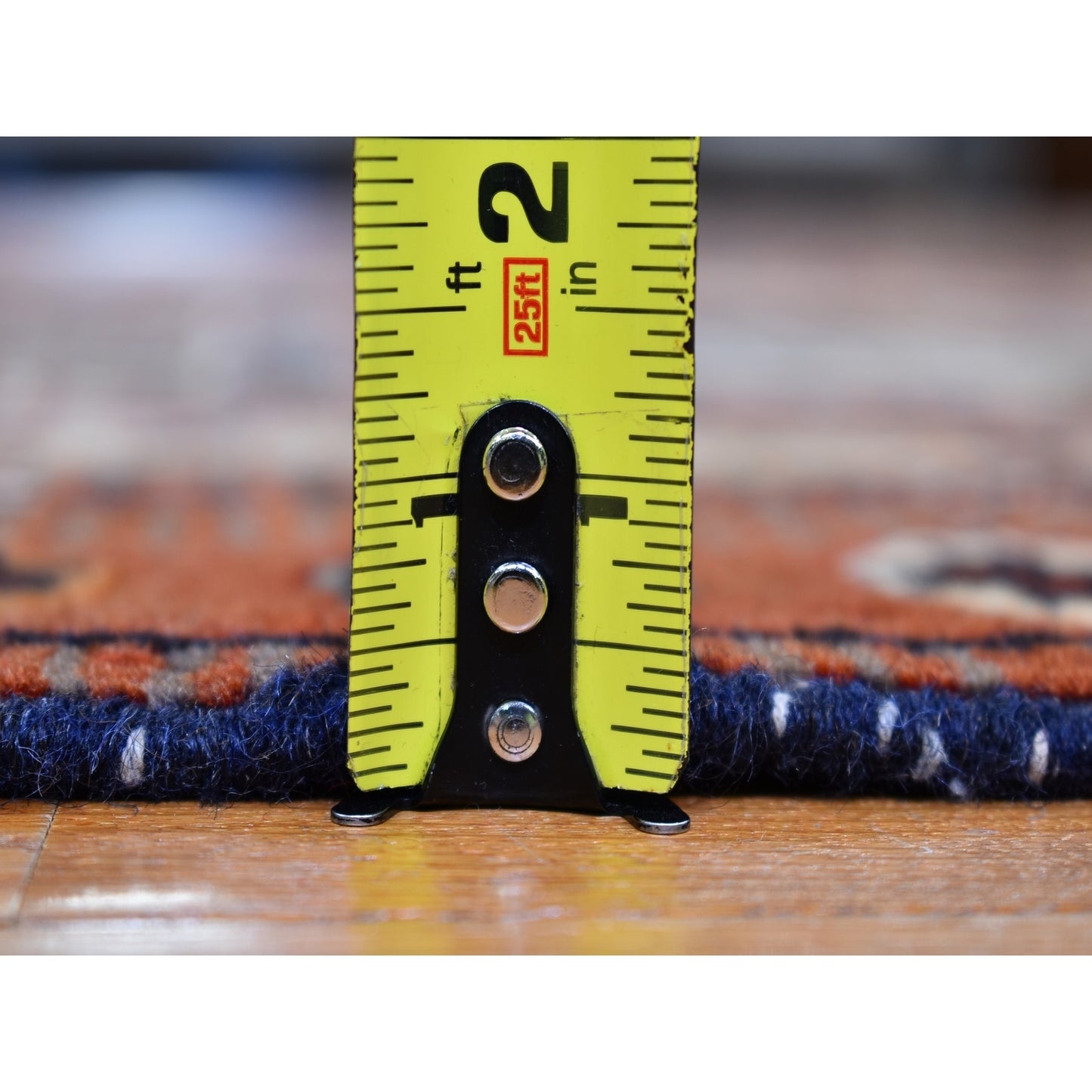 4'X5'10" Vintage Farsian Abadeh Block Design Hand Knotted Pure Wool Rug