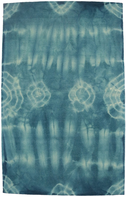 5X8 Ft Hand-Tufted Teal Wool Rug Modern Tie-Dye