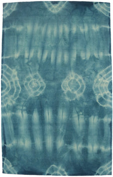 5X8 Ft Hand-Tufted Teal Wool Rug Modern Tie-Dye