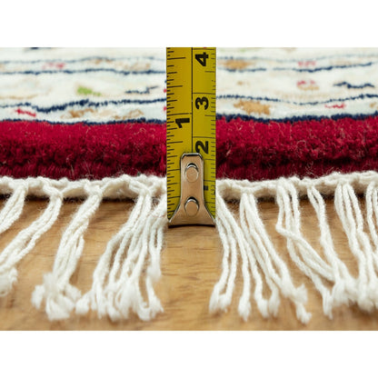 8'X8' Barn Red 250 Kpsi Hand Knotted Nain Soft Wool Oriental Round Rug