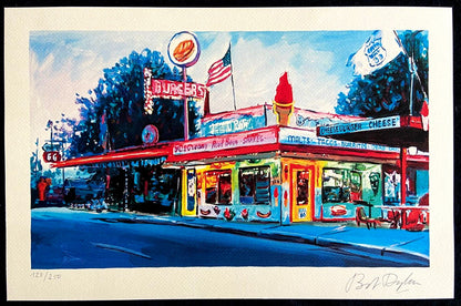 Bob Dylan Lithograph "Route 66" Signed Coa