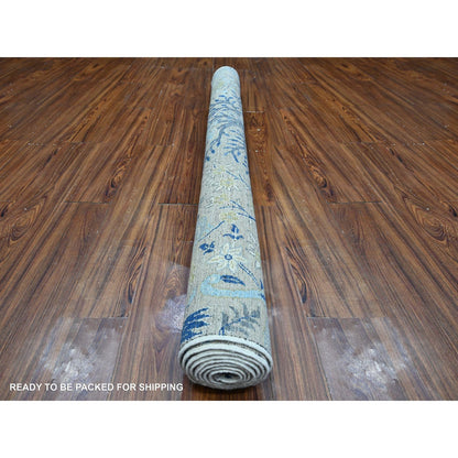 6'X8'5" Grandma Gray Afghan Peshawar Hand Knotted 100% Wool Oriental Rug