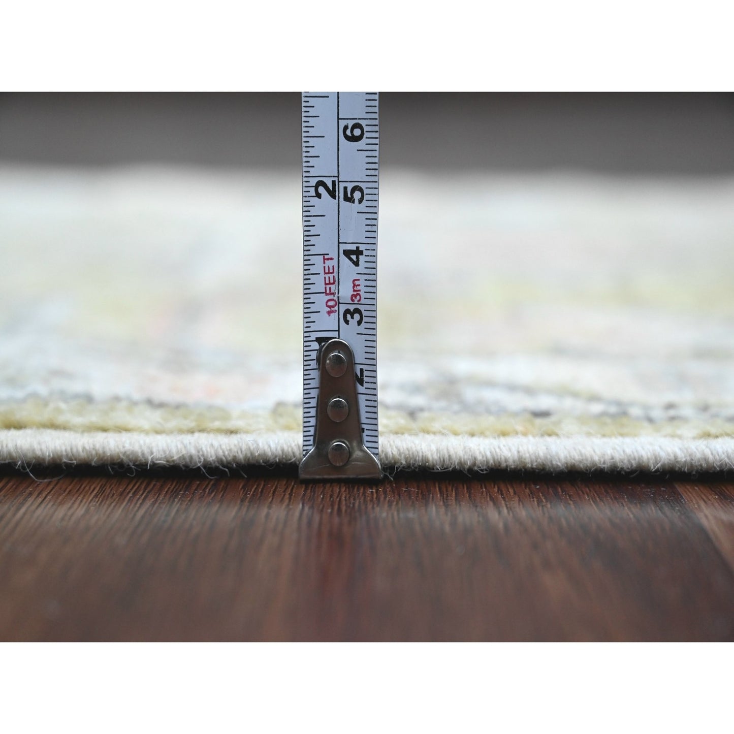 2'X3' Green Hand Knotted Afghan Angora Oushak Vines Design Wool Mat Rug