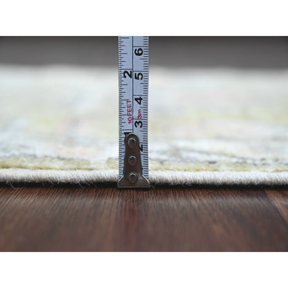 2'X3' Green Hand Knotted Afghan Angora Oushak Vines Design Wool Mat Rug