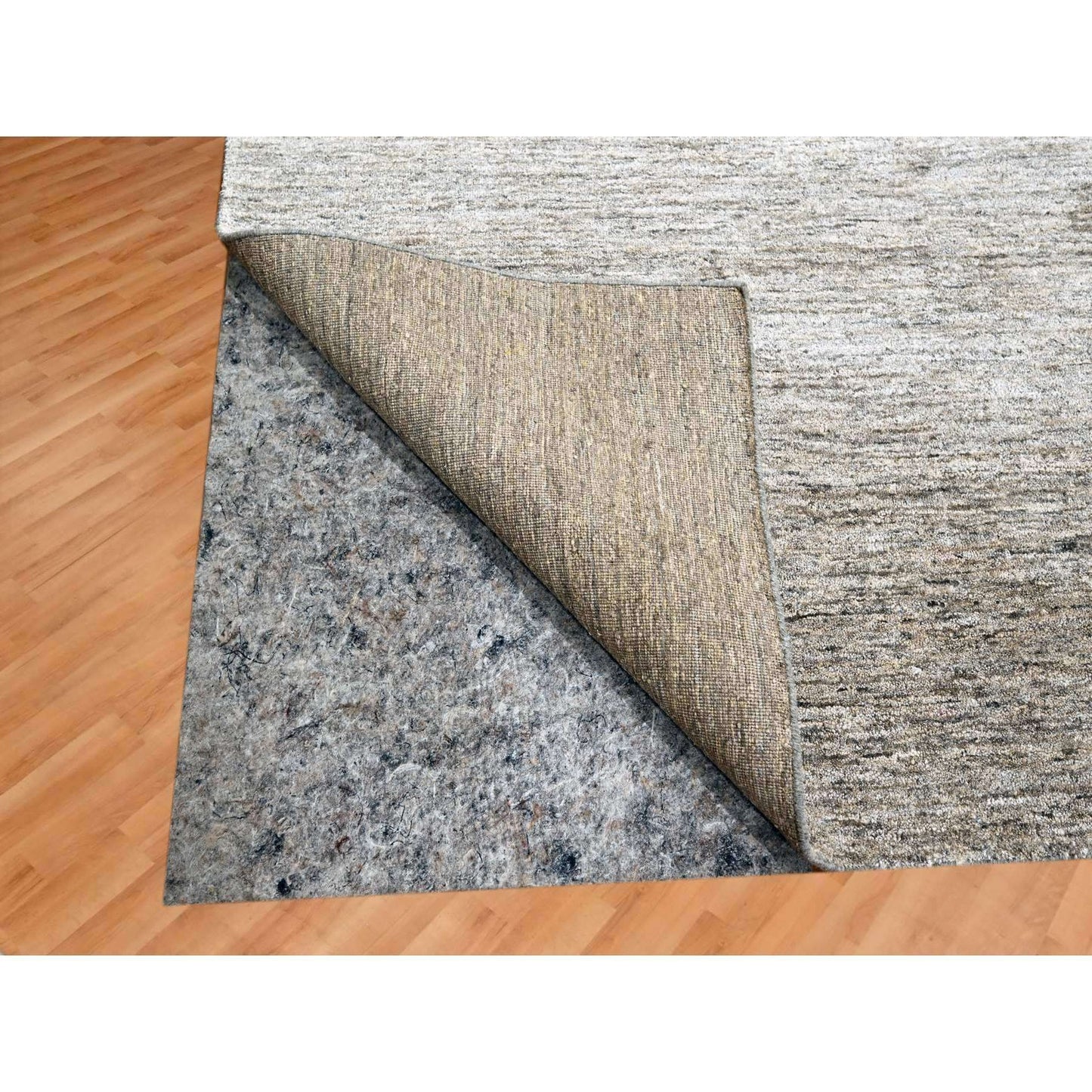 9'1"x11'10" Warm Taupe Plain Solid Design Pure Sari Silk Hand Knotted Rug