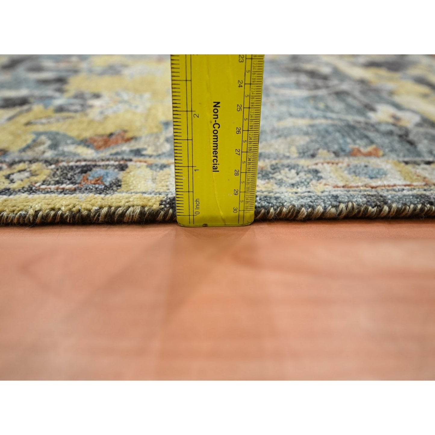 2'X3'3" Blue With Yellow Zoroastrian Design Hand Knotted Wool Sample Rug