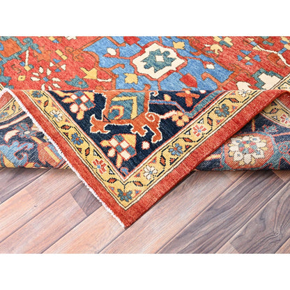 9'X11'6" Red Soft Wool Afghan Peshawar Hand Knotted Oriental Rug