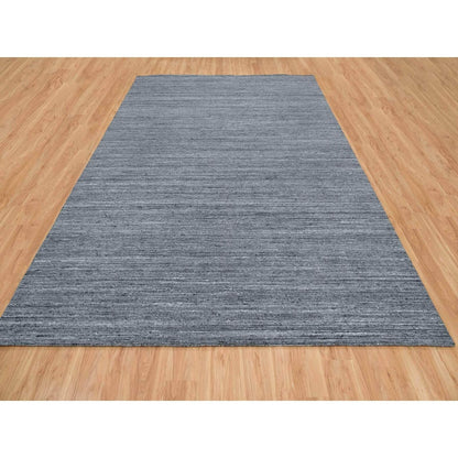 10'3"X14' Arsenic Gray Pure Wool Hand Loomed Modern Striae Design Rug