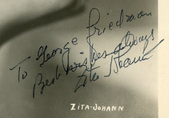 Zita Johann Signed/Inscribed 8X10 B/W Photo Actress 