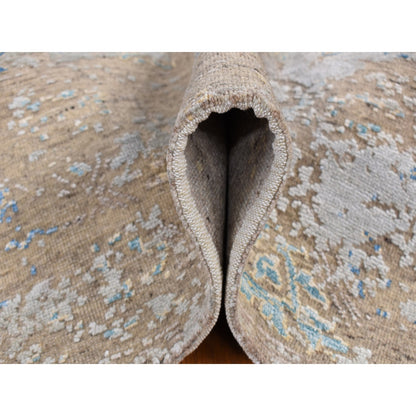 8'1"X9'9" Tan Color Wool And Silk Ottoman Design Hand Knotted Modern Rug