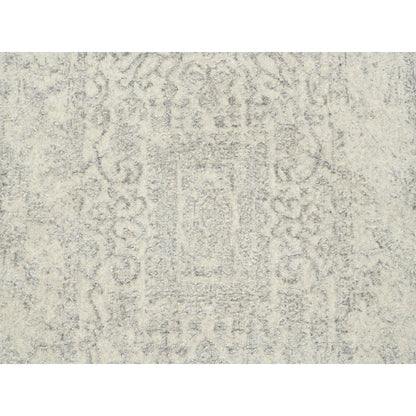 2'6"X10'1" Beige Hand Loomed Wool Silk Fine Jacquard Oriental Runner Rug