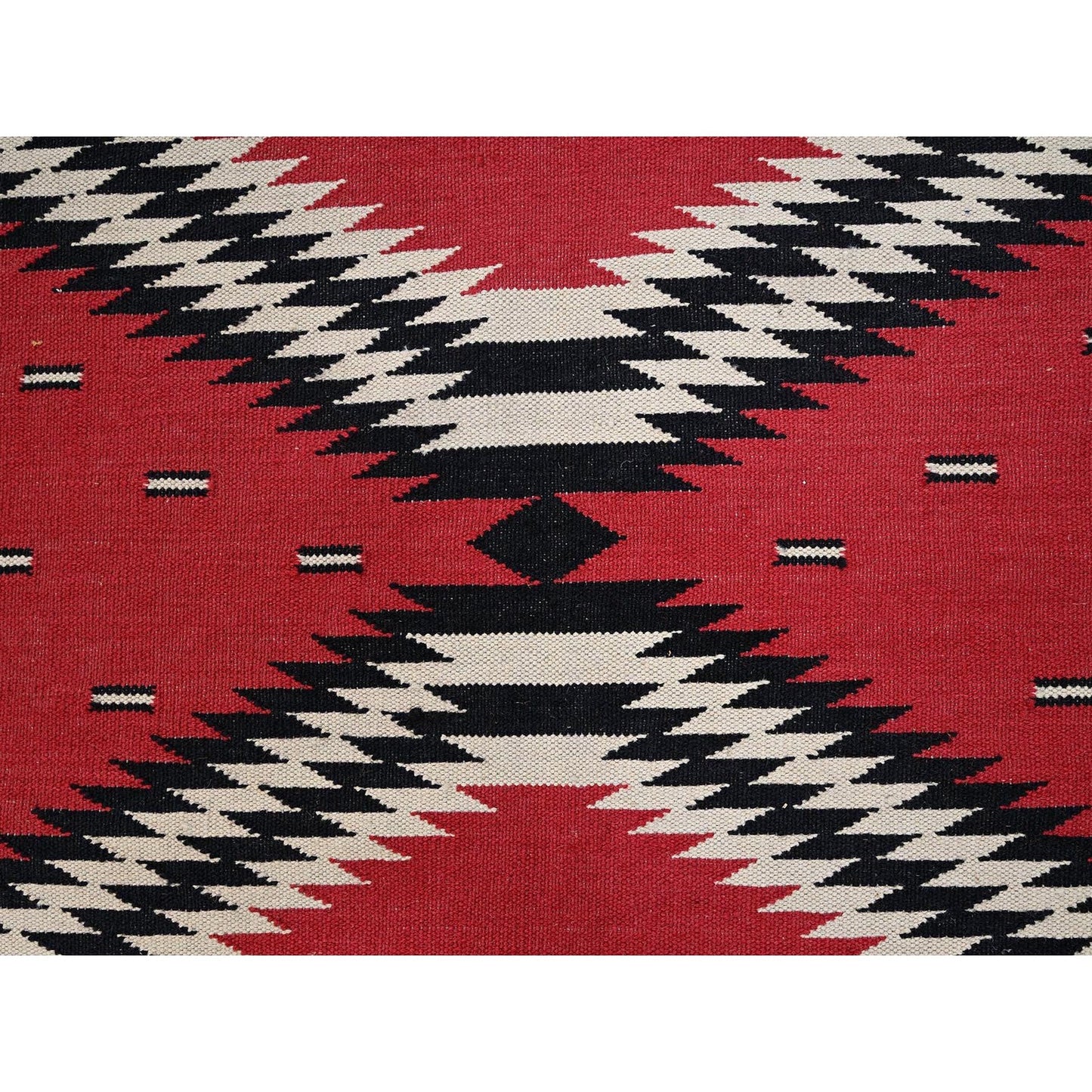 9'2"x11'6" Red Flat Weave Southwest Geometric Design Hand Woven Wool Rug