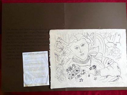 Henri Matisse Lithograph 1960 Coa Contract Signed By Hand Numbered Crayon