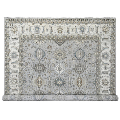 11'X11' Agreeable Gray Karjihooz 100% Wool Hand Knotted Squarish Rug