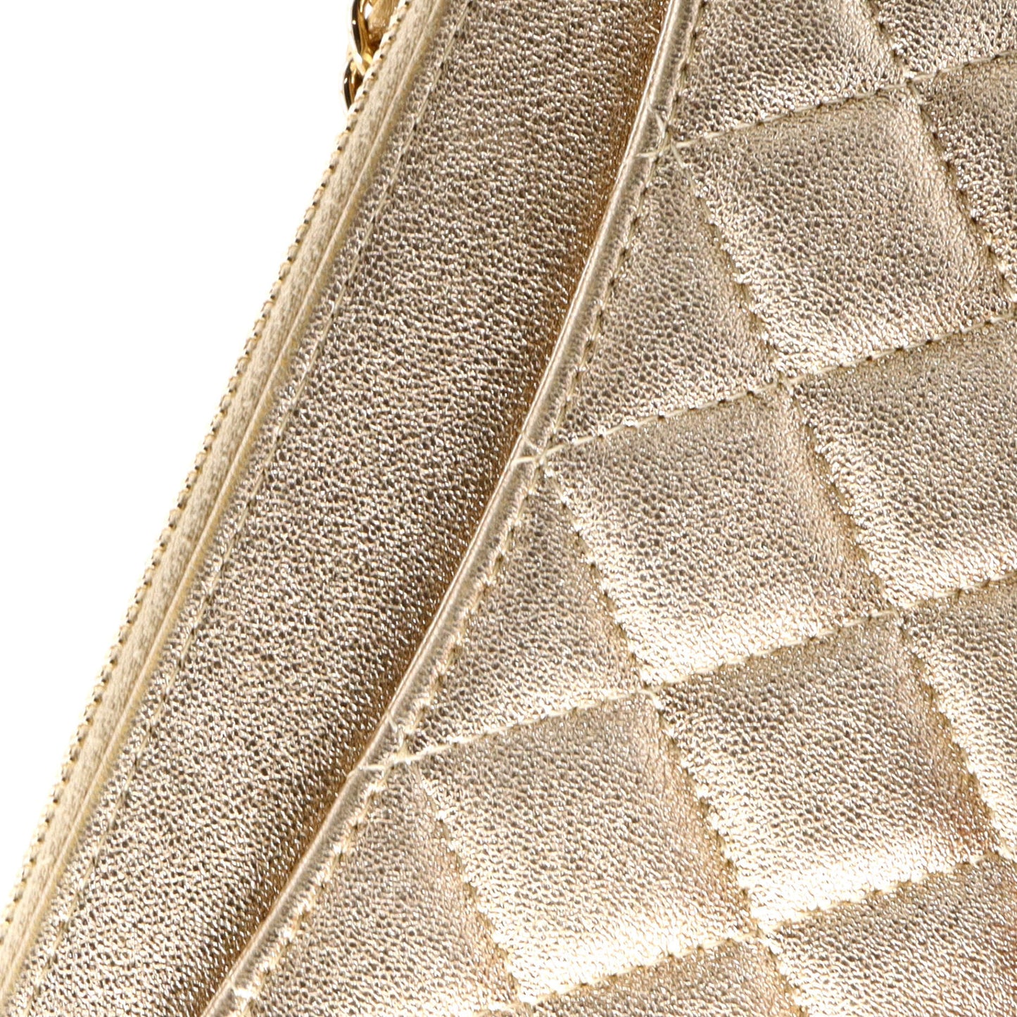 Chanel Double Zip Clutch With Chain Quilted Lambskin