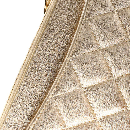 Chanel Double Zip Clutch With Chain Quilted Lambskin