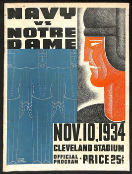 1934 Navy Vs Notre Dame Vintage College Football