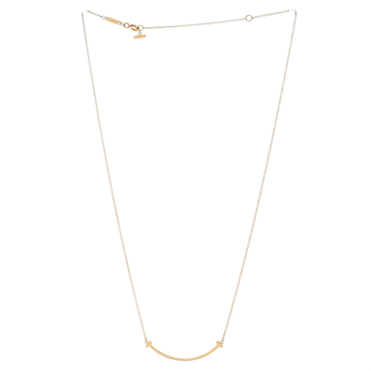 Tiffany & Co. T Smile Pendant Necklace 18K Yellow Gold Small