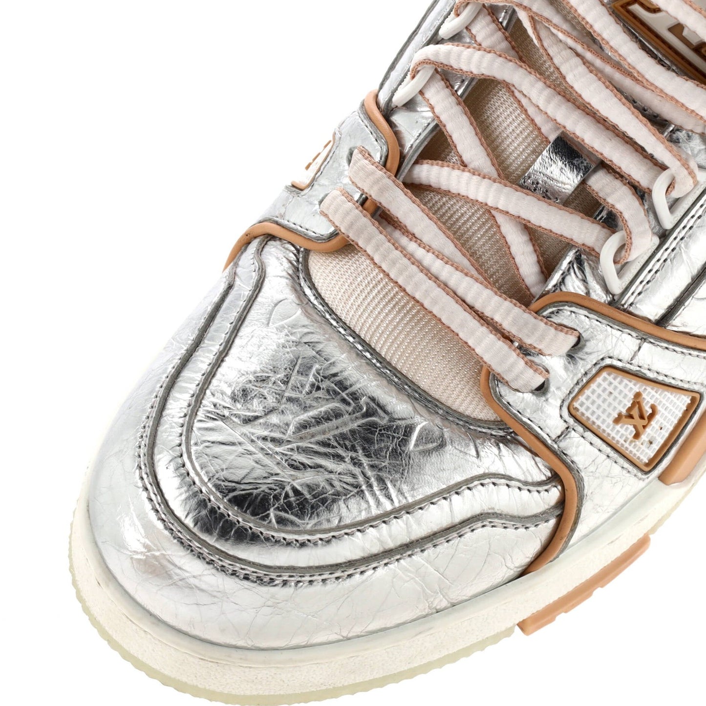 Louis Vuitton Men'S Lv Trainer Sneakers Monogram Embossed Metallic Leather