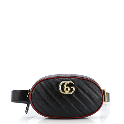 Gucci Gg Marmont Belt Bag Diagonal Quilted Leather