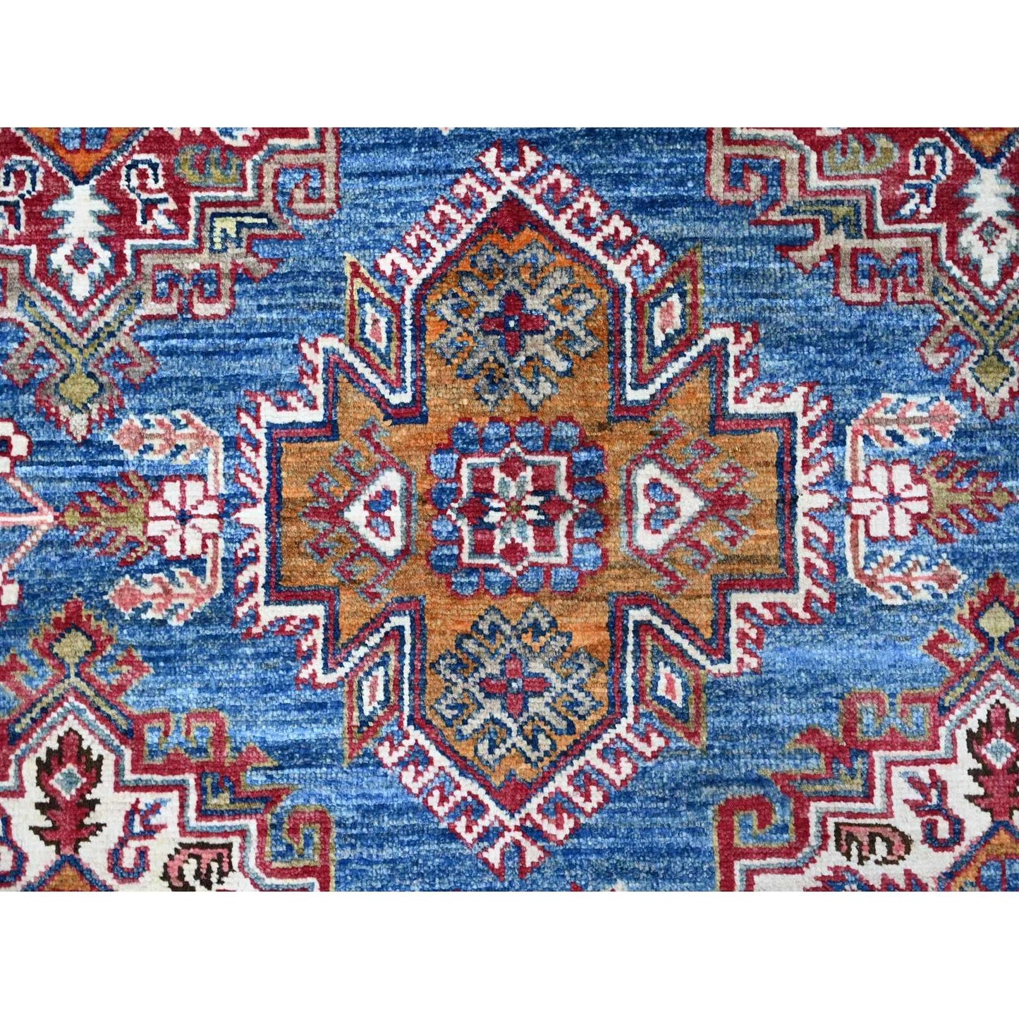 8'X10' Atlantic Blue Super Kazak Tribal Medallions Wool Hand Knotted Rug