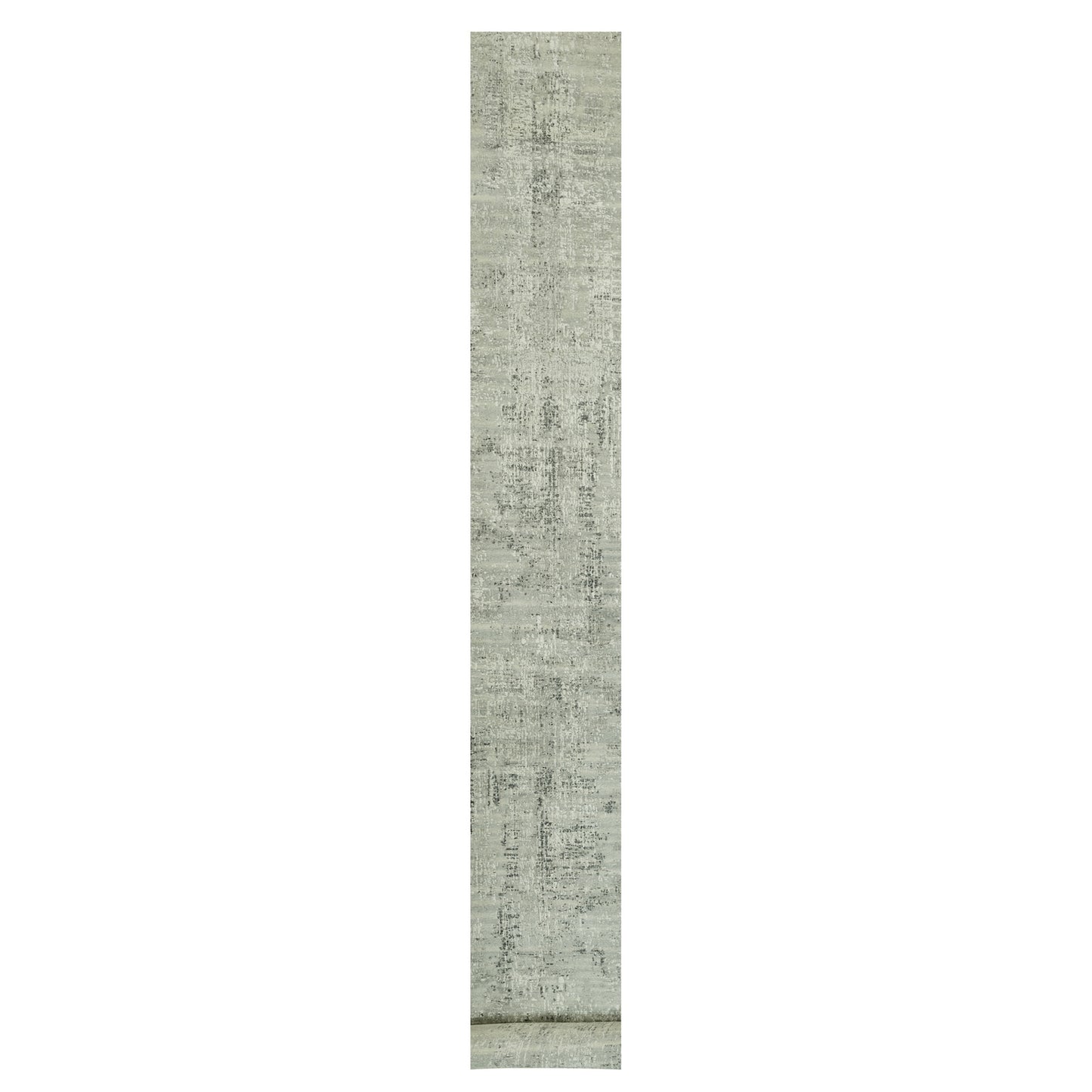 2'6"X31'8" Gray Wool Undyed Modern Hand Knotted Hand Spun Xl Runner Rug