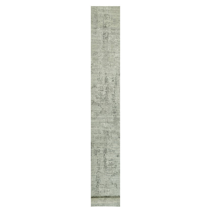 2'6"X31'8" Gray Wool Undyed Modern Hand Knotted Hand Spun Xl Runner Rug