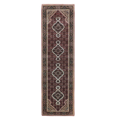 2'8"X10'1" Red Tebraz Mahi Fish Design Hand Knotted Runner Rug