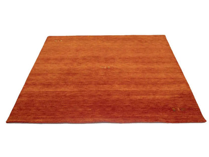 Orange-Red Gabbeh Modern Square Rug Wool Tribal
