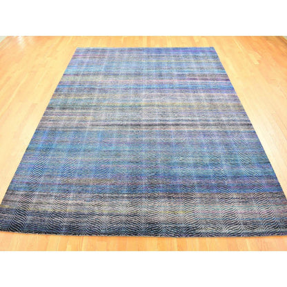 9'X12'2" Colorful Modern Leaf Design Silk And Wool Hand Knotted Rug