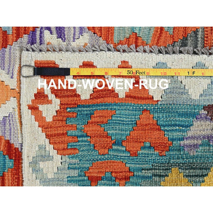 10'X13' Colorful Afghan Kilim Flat Weave Pure Wool Hand Woven Rug