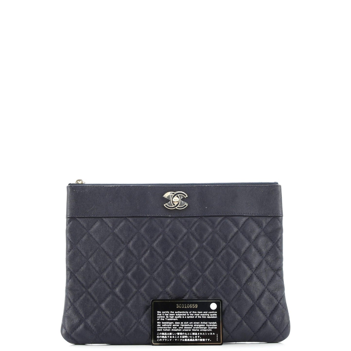 Chanel Mademoiselle Vintage O Case Clutch Quilted Sheepskin Medium