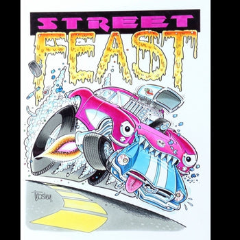 George Trosley Original Pen Drawing Street Feast Signed Usa Framed Artwork