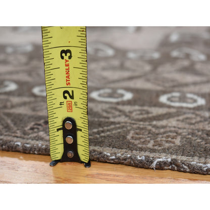 6'3"X9'10" Gray Vintage Afghan Balooch Hand Knotted Pure Wool Rug