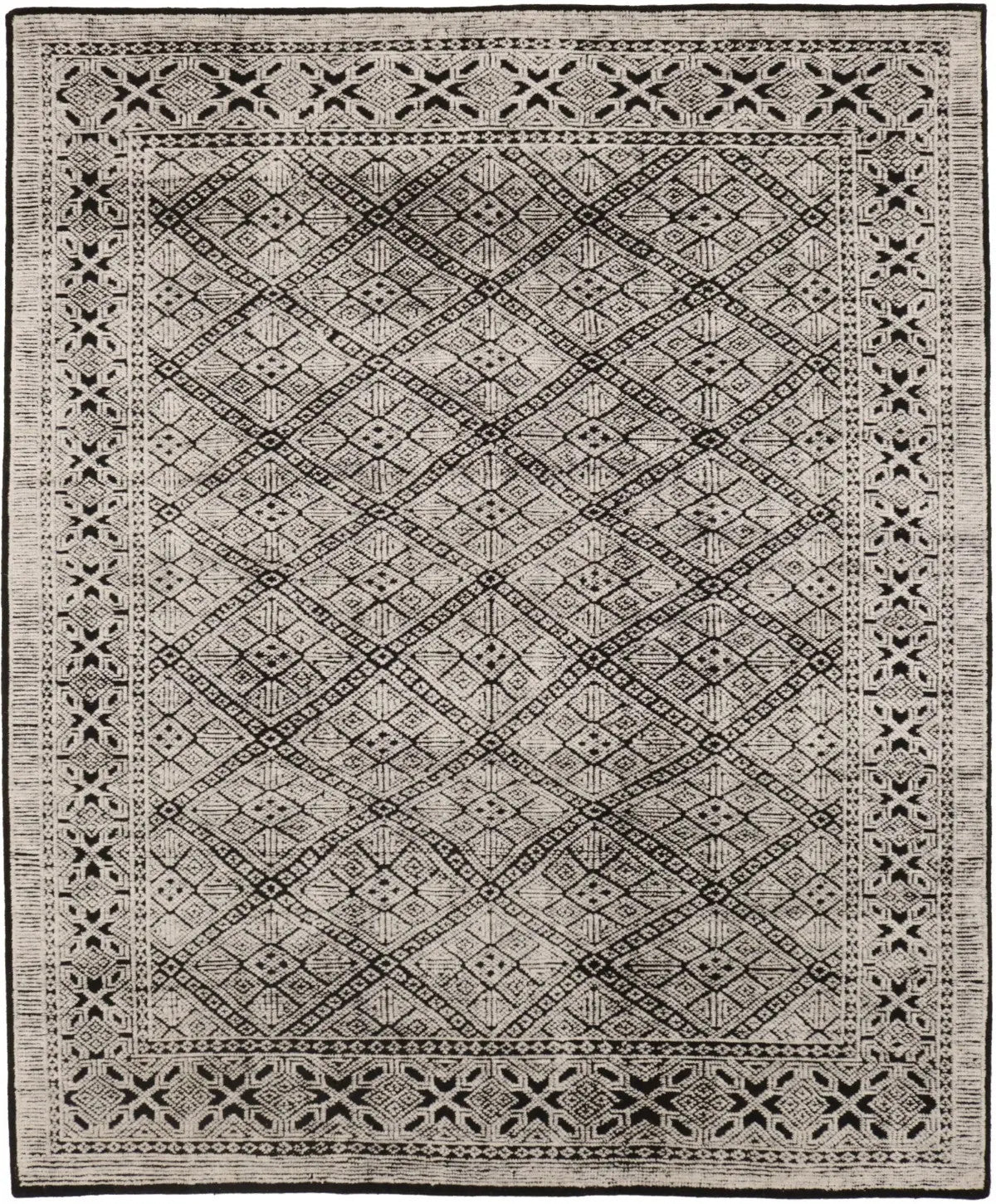 8X10 Modern Oriental Rug Geometric Design with High-Low Relief Decor Carpet