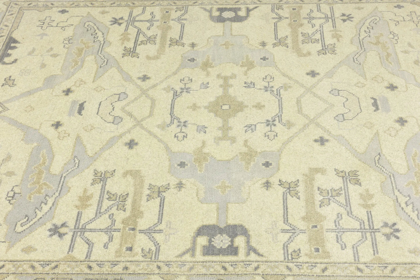 Large Handmade Oushak Oriental Rug Floral Design