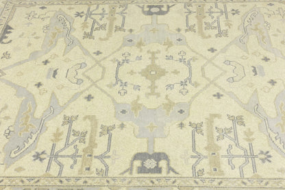 Large Handmade Oushak Oriental Rug Floral Design