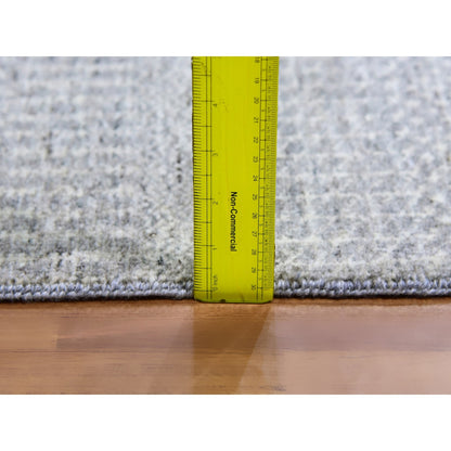 Rug 10'x10' Gray Undyed 100% Wool Modern Grass Design Hand Knotted Square