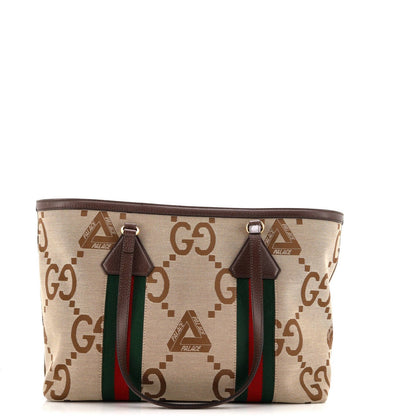 Gucci X Palace Web Shopper Tote Jumbo Gg Tri-Ferg Logo Canvas Medium