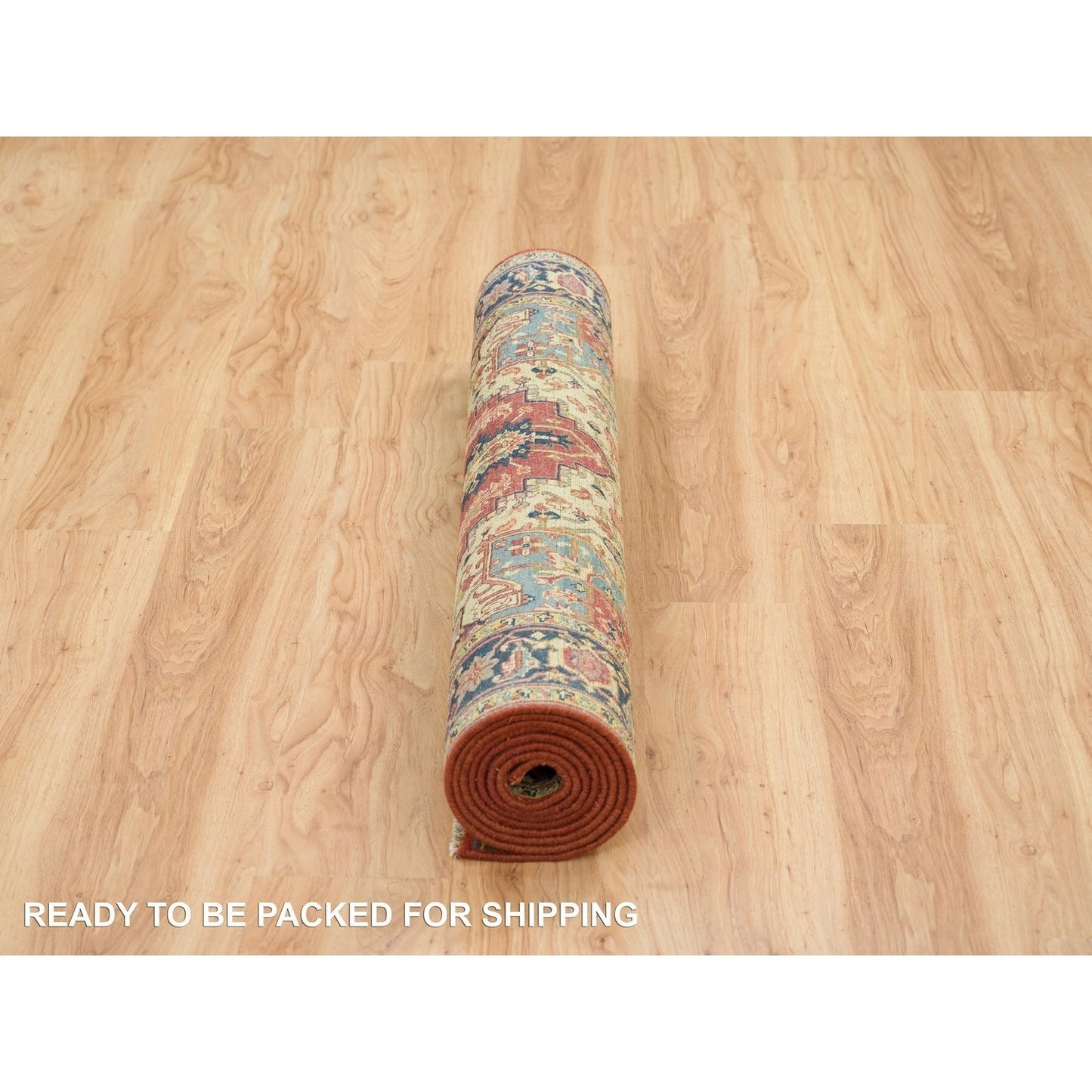 4'X10'1" Red Pure Wool Hand Knotted Heris Re-Creation Wide Runner Rug