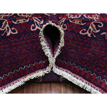 10'X13'8" Red Afghan Khamyab Soft Wool Geometric Design Hand Knotted Rug