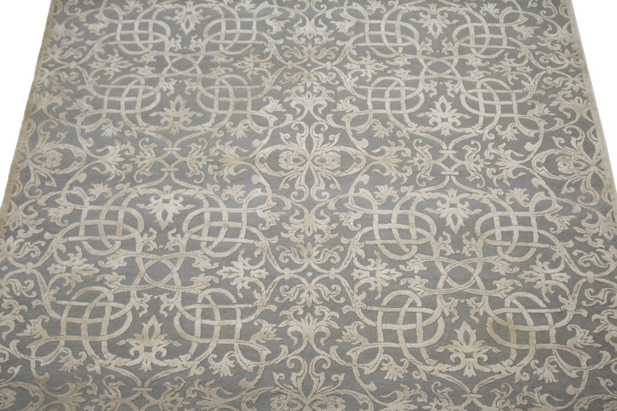 6X9 ft Signed Extra Fine 400 Knots Handmade Oriental Rug Gray Beige Decor Carpet
