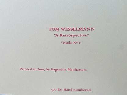 Tom Wesselmann Lithograph Handmade Coa Signed Op Numbered A Hand