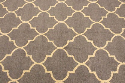 5X8 Ft Hand-Tufted Taupe Trellis Rug Wool Plush