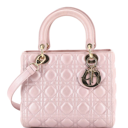 Christian Dior Lady Dior Bag Cannage Quilt Metallic Leather Medium